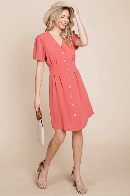 Button Down Solid Pleated Shirt Dress | Apparel | Kitchen + Metal