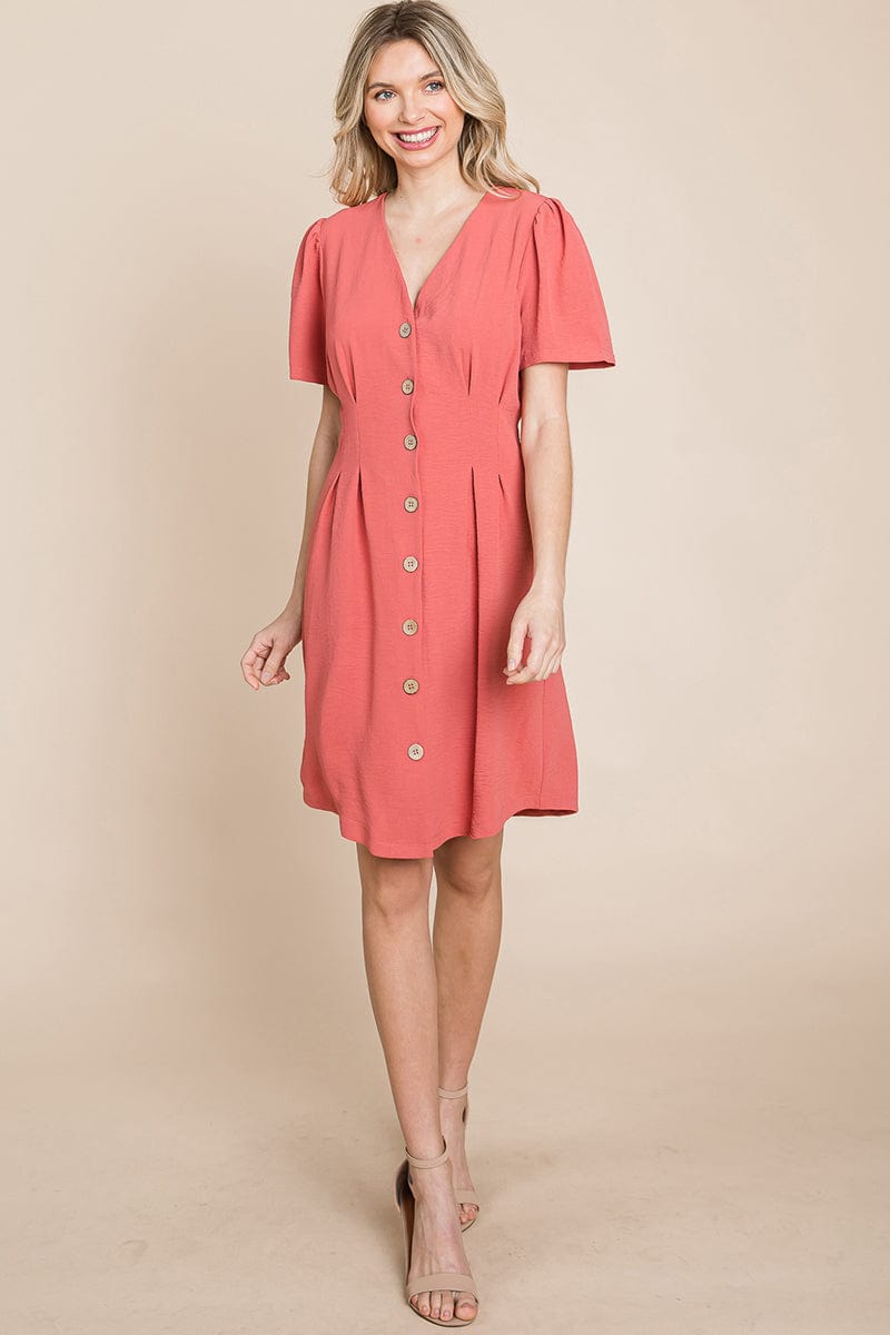 Button Down Solid Pleated Shirt Dress | Apparel | Kitchen + Metal