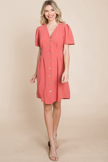 Button Down Solid Pleated Shirt Dress | Apparel | Kitchen + Metal