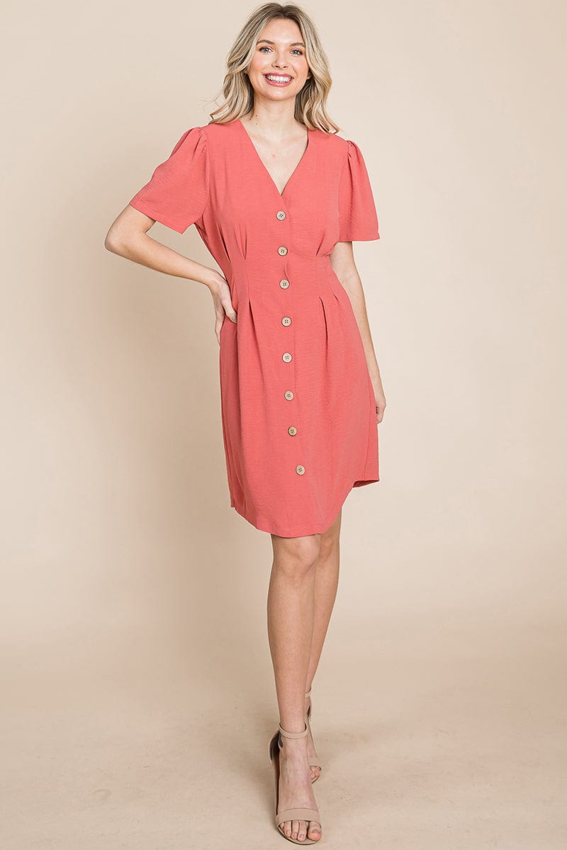 Button Down Solid Pleated Shirt Dress | Apparel | Kitchen + Metal
