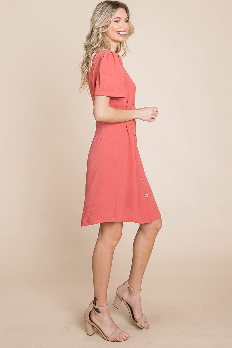 Button Down Solid Pleated Shirt Dress | Apparel | Kitchen + Metal