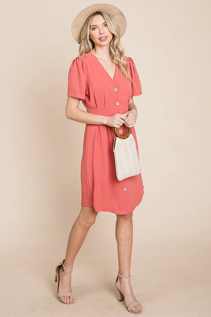 Button Down Solid Pleated Shirt Dress | Apparel | Kitchen + Metal