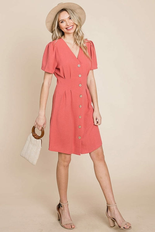 Button Down Solid Pleated Shirt Dress | Apparel | Kitchen + Metal