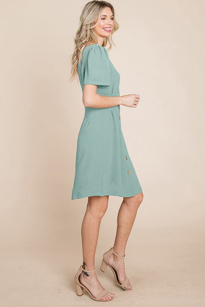 Button Down Solid Pleated Shirt Dress | Apparel | Kitchen + Metal