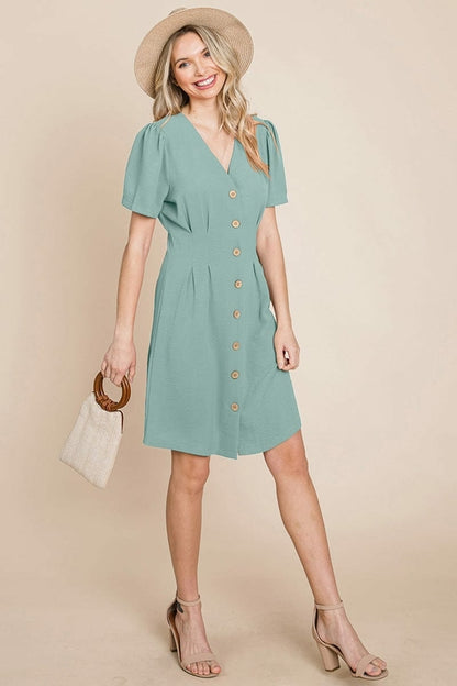 Button Down Solid Pleated Shirt Dress | Apparel | Kitchen + Metal