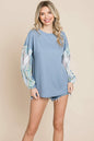 Contrasting Blossom Sleeve Waffle Knit Tops | Apparel | Kitchen + Metal