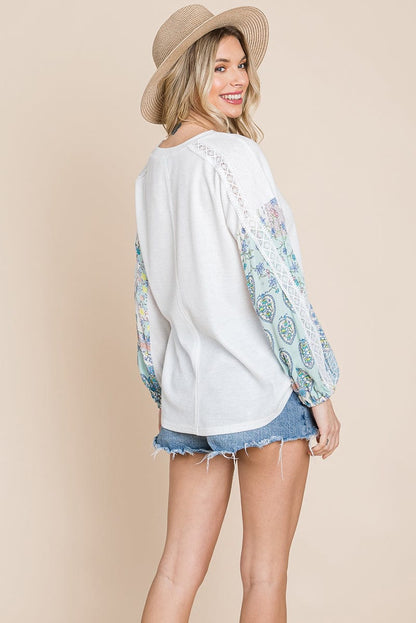 Contrasting Blossom Sleeve Waffle Knit Tops | Apparel | Kitchen + Metal