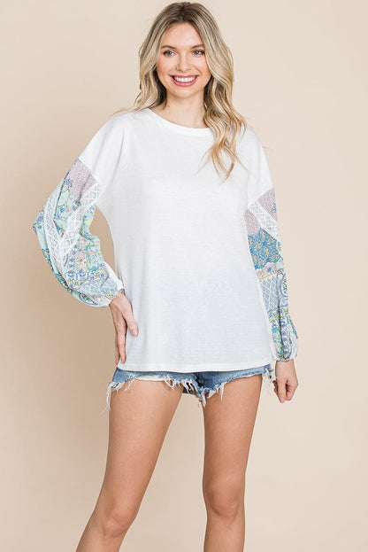 Contrasting Blossom Sleeve Waffle Knit Tops | Apparel | Kitchen + Metal