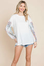 Contrasting Blossom Sleeve Waffle Knit Tops | Apparel | Kitchen + Metal