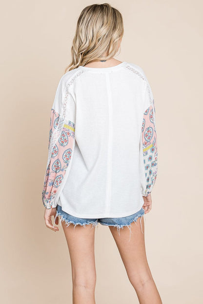 Contrasting Blossom Sleeve Waffle Knit Tops | Apparel | Kitchen + Metal