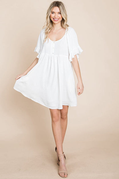 Flutter Sleeve Tiered Babydoll Mini Dress | Apparel | Kitchen + Metal