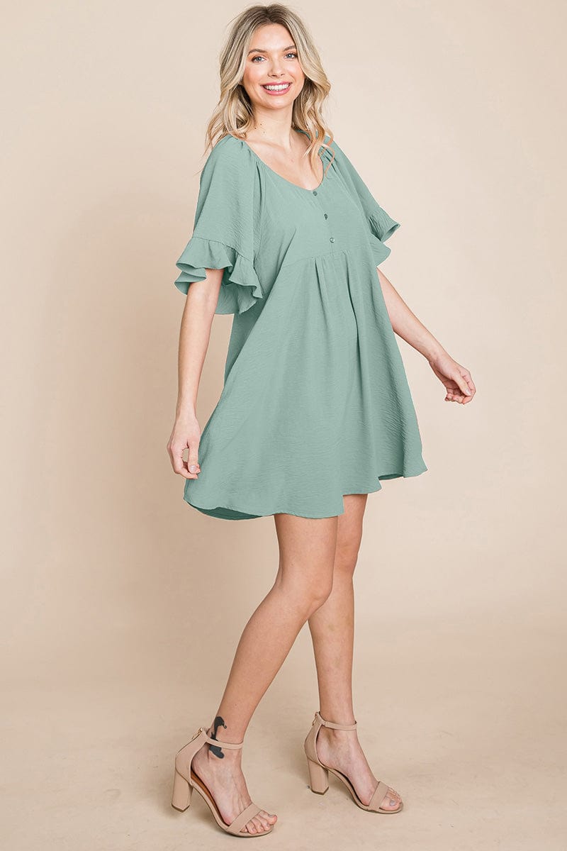 Flutter Sleeve Tiered Babydoll Mini Dress | Apparel | Kitchen + Metal