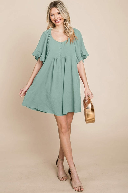 Flutter Sleeve Tiered Babydoll Mini Dress | Apparel | Kitchen + Metal