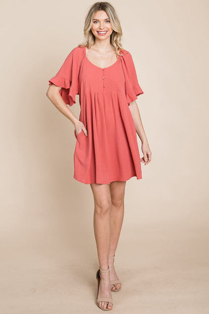 Flutter Sleeve Tiered Babydoll Mini Dress | Apparel | Kitchen + Metal