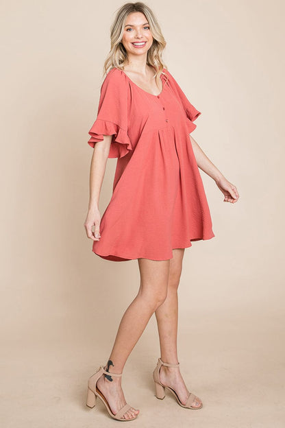 Flutter Sleeve Tiered Babydoll Mini Dress | Apparel | Kitchen + Metal