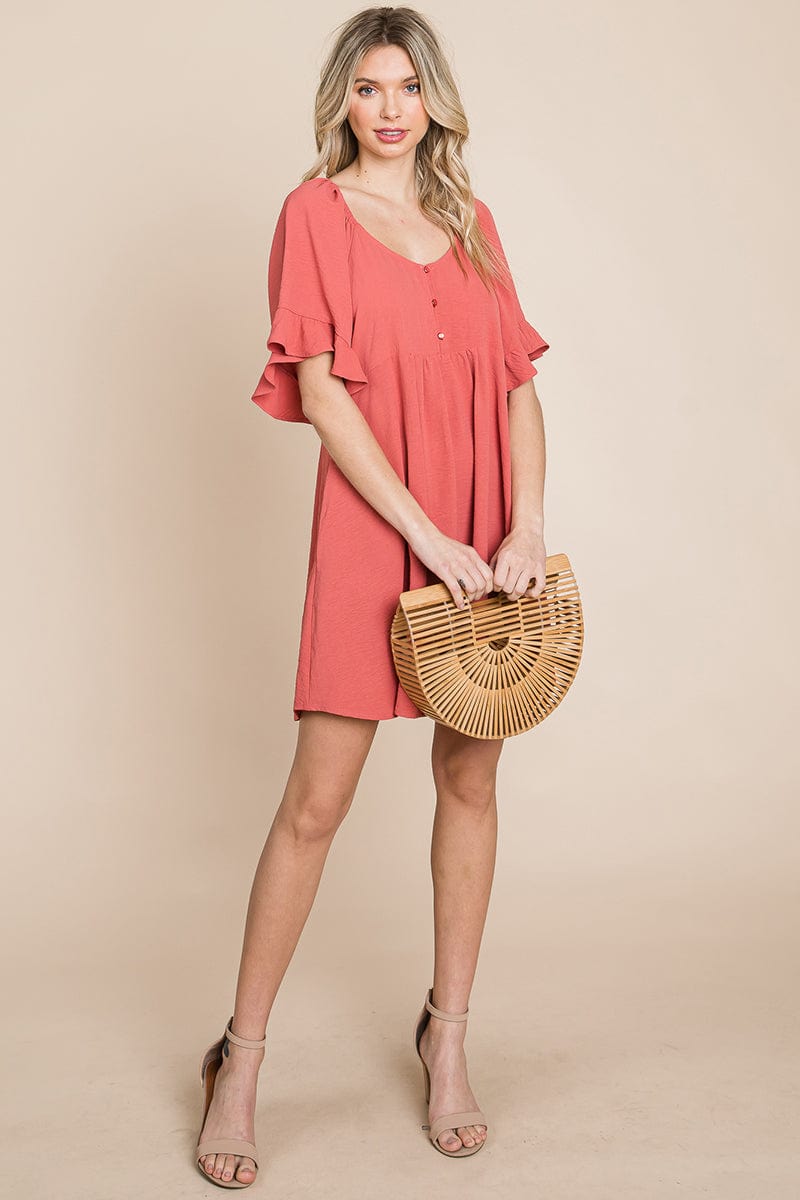 Flutter Sleeve Tiered Babydoll Mini Dress | Apparel | Kitchen + Metal