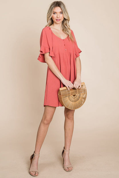 Flutter Sleeve Tiered Babydoll Mini Dress | Apparel | Kitchen + Metal