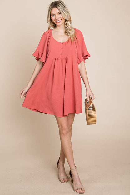 Flutter Sleeve Tiered Babydoll Mini Dress | Apparel | Kitchen + Metal