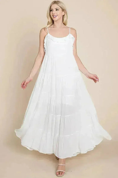 Tiered Tie Strap Cami Maxi Dress