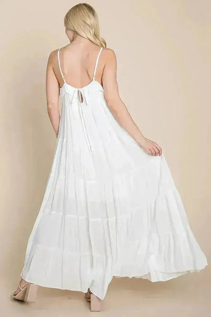 Tiered Tie Strap Cami Maxi Dress