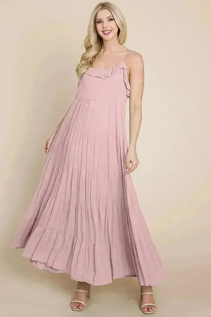 Tiered Tie Strap Cami Maxi Dress
