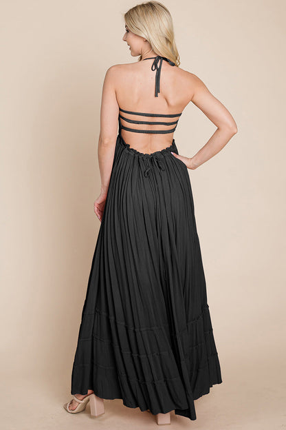 Smocked Flowy Boho Pleated Backless Maxi Dress | Apparel | Kitchen + Metal