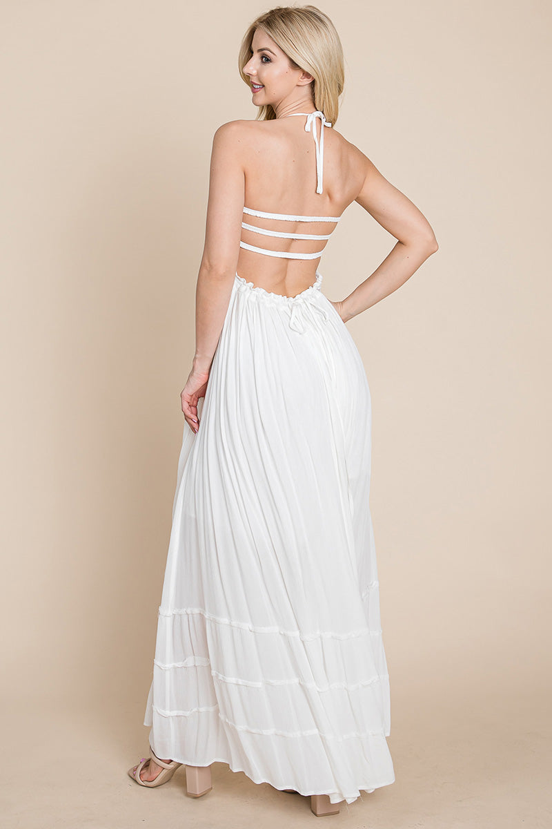 Smocked Flowy Boho Pleated Backless Maxi Dress | Apparel | Kitchen + Metal