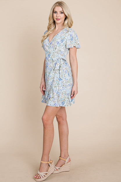 Floral Ruffled Asymmetrical Hem Wrap Dress | Apparel | Kitchen + Metal