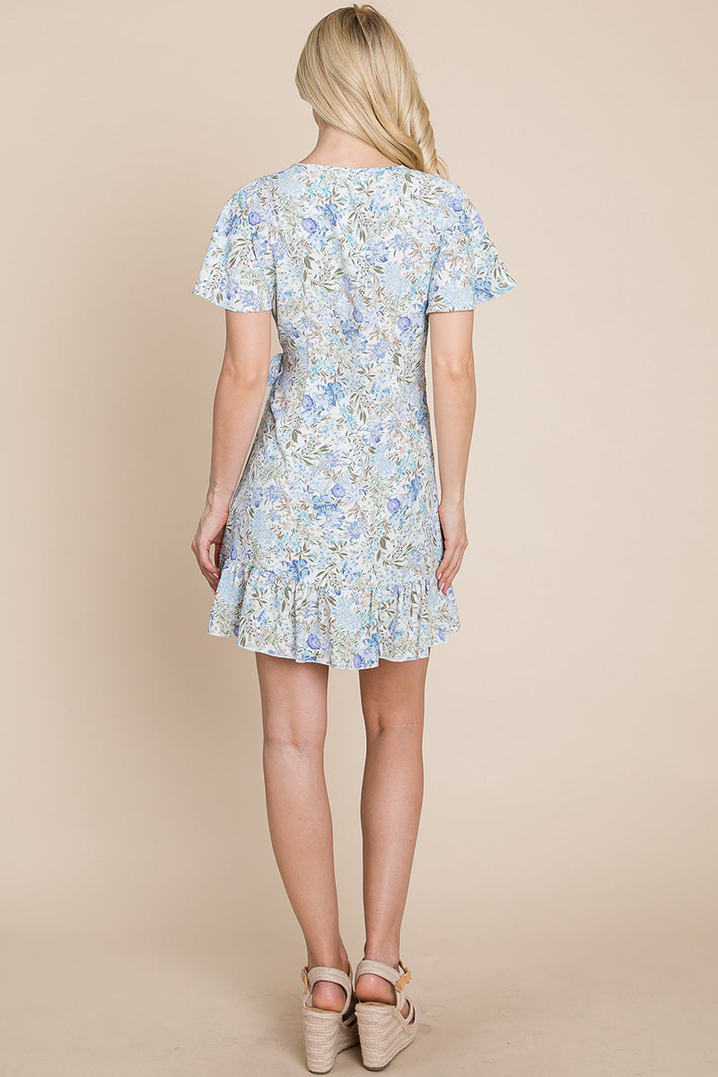 Floral Ruffled Asymmetrical Hem Wrap Dress | Apparel | Kitchen + Metal