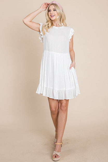 Ruffled Sleeveless Babydoll Dress with Pockets | Apparel | Kitchen + Metal