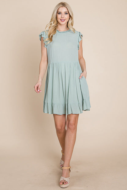 Ruffled Sleeveless Babydoll Dress with Pockets | Apparel | Kitchen + Metal