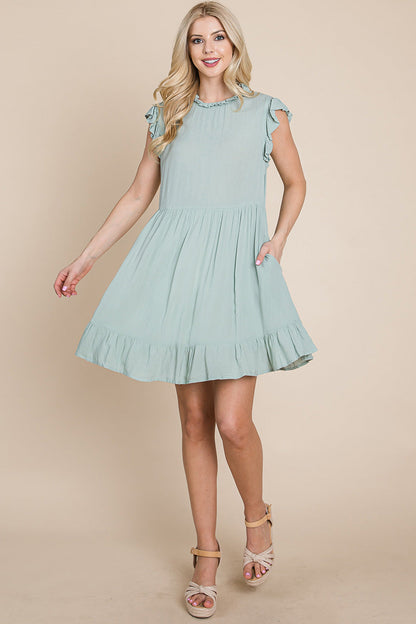 Ruffled Sleeveless Babydoll Dress with Pockets | Apparel | Kitchen + Metal