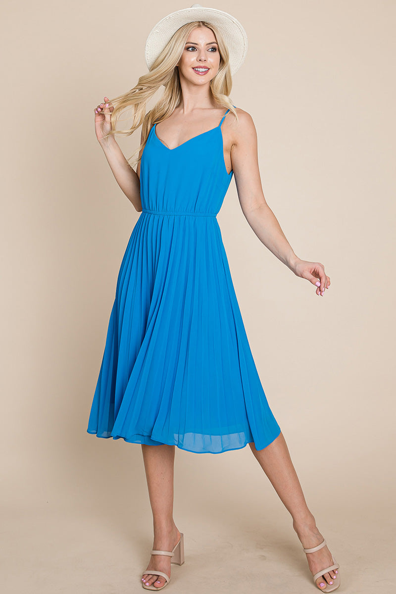V Neck Pleated Midi Sundress | Apparel | Kitchen + Metal