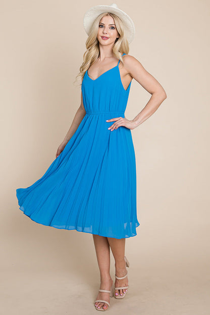 V Neck Pleated Midi Sundress | Apparel | Kitchen + Metal