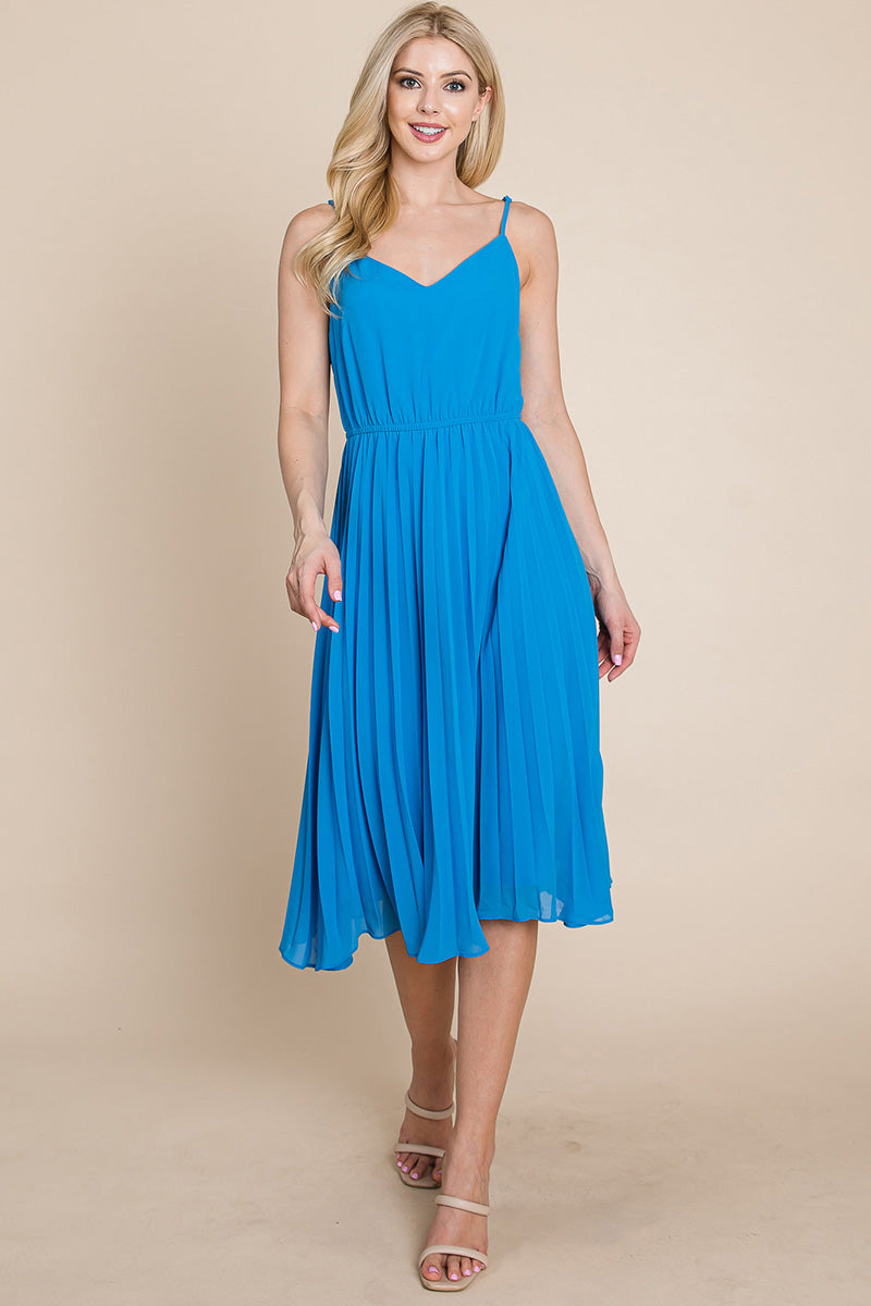 V Neck Pleated Midi Sundress | Apparel | Kitchen + Metal