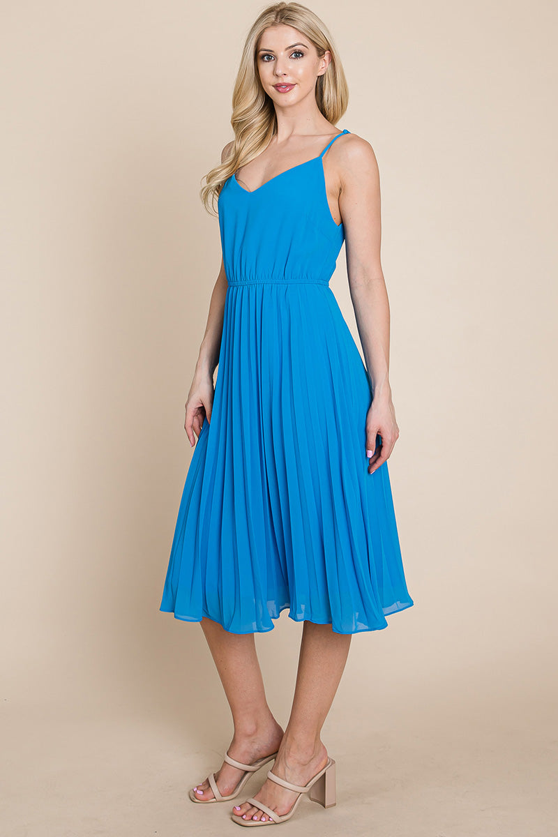 V Neck Pleated Midi Sundress | Apparel | Kitchen + Metal