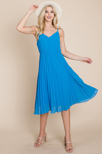 V Neck Pleated Midi Sundress | Apparel | Kitchen + Metal
