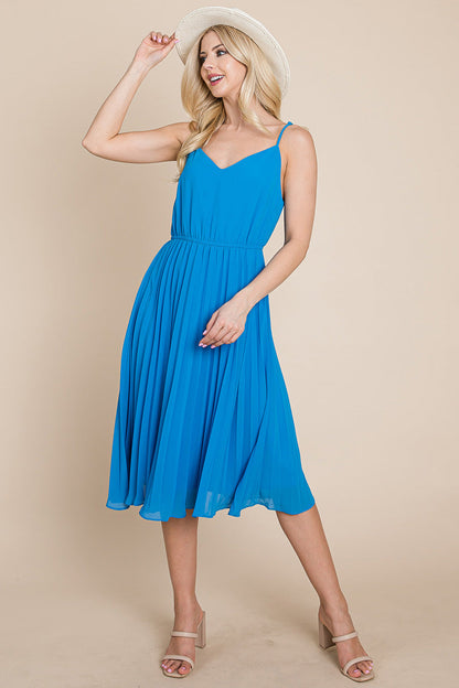 V Neck Pleated Midi Sundress | Apparel | Kitchen + Metal