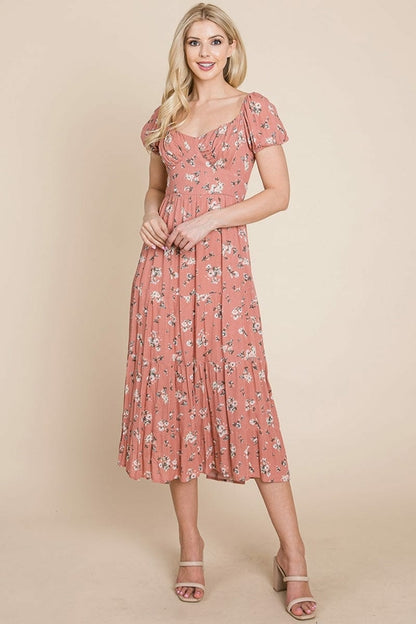 Floral Pleated Open Back Midi Dress | Apparel | Kitchen + Metal