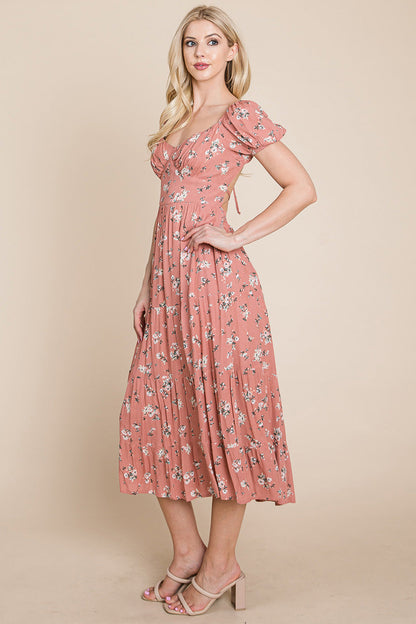 Floral Pleated Open Back Midi Dress | Apparel | Kitchen + Metal