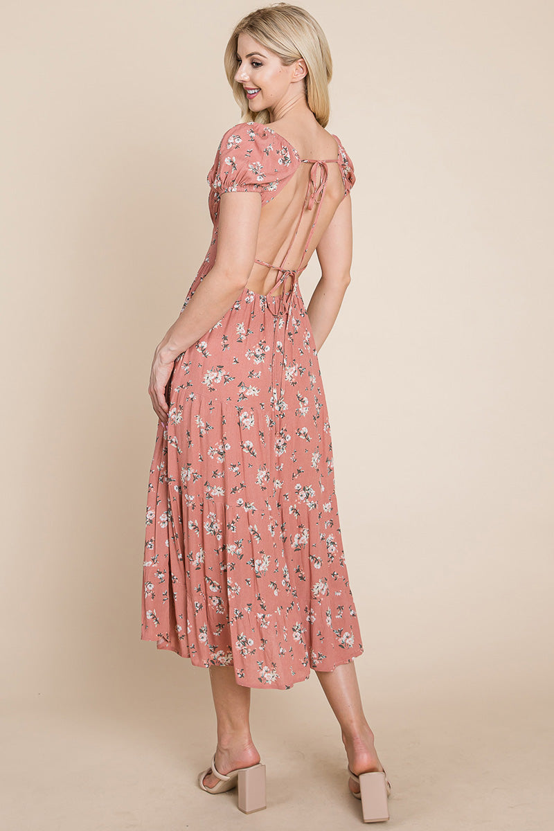 Floral Pleated Open Back Midi Dress | Apparel | Kitchen + Metal