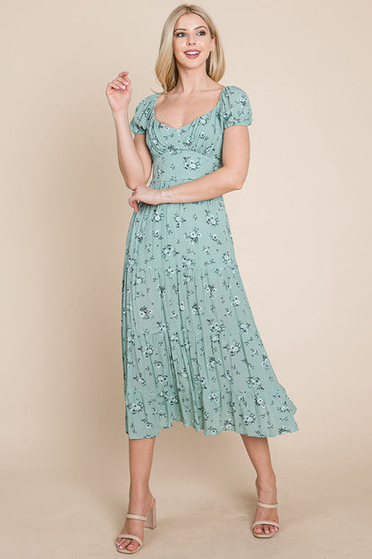 Floral Pleated Open Back Midi Dress | Apparel | Kitchen + Metal