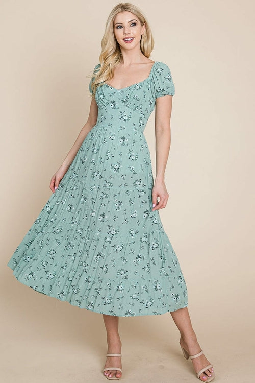 Floral Pleated Open Back Midi Dress | Apparel | Kitchen + Metal