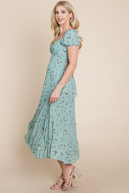 Floral Pleated Open Back Midi Dress | Apparel | Kitchen + Metal