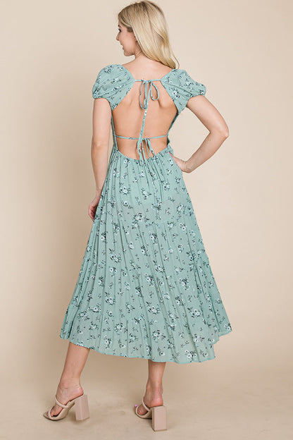 Floral Pleated Open Back Midi Dress | Apparel | Kitchen + Metal
