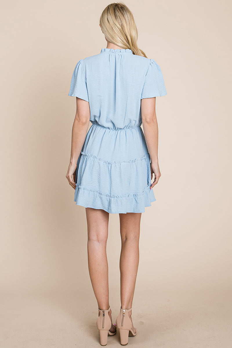 Tiered tie V neck Flutter Sleeve Flowy Tunic Dress | Apparel | Kitchen + Metal