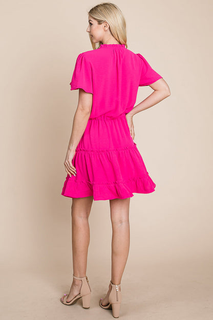Tiered tie V neck Flutter Sleeve Flowy Tunic Dress | Apparel | Kitchen + Metal
