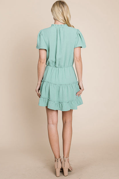 Tiered tie V neck Flutter Sleeve Flowy Tunic Dress | Apparel | Kitchen + Metal