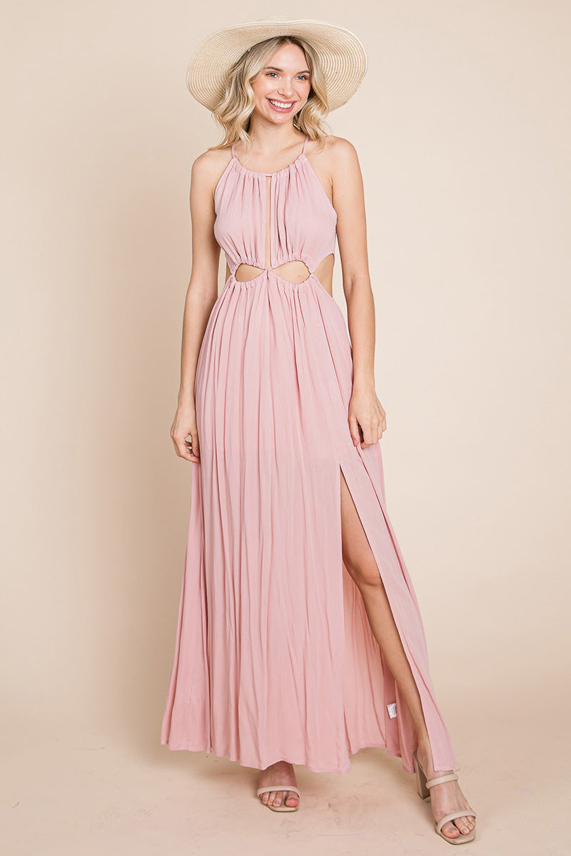 Split Front Cut Out Halter Maxi Dress | Apparel | Kitchen + Metal