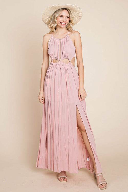 Split Front Cut Out Halter Maxi Dress | Apparel | Kitchen + Metal